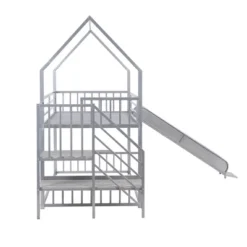 Twin Over Twin Metal Bunk Bed House Bed With Slide And Staircase-ModernLuxe -ModernLuxe GUEST 4ddf4142 b897 4495 a4de aaf49cb98f46