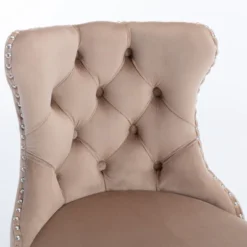 Set Of 2 Modern Velvet Upholstered Tufted Swivel Barstools With Nailhead Trim And Adjustable Seat Height-ModernLuxe -ModernLuxe GUEST 4ddf7606 9734 4316 b141 a3efc9a1f336