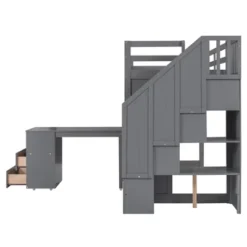 Twin Size Wood Loft Bed With Pullable Desk, Storage Shelves,Staircase And Blackboard-ModernLuxe -ModernLuxe GUEST 4dea761b 26ef 41a4 8213 66df570eff97