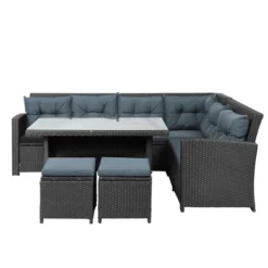 6-Piece Outdoor Patio Sectional Sofa With Glass Table And Ottoman For Pool, Backyard, Lawn - ModernLuxe -ModernLuxe GUEST 4e326e1f 900f 4691 b8b2 7796e53e615f