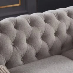Chesterfield Linen Tufted Nailhead Upholstered Sofa With Wooden Legs - ModernLuxe -ModernLuxe GUEST 4e9f37a7 416e 4366 a791 0ac718de27d7