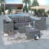5-piece Outdoor UV-Resistant Patio Sofa Set With Storage Bench, All Weather PE Wicker Coversation Set With Glass Table, Gray-ModernLuxe -ModernLuxe GUEST 4eb292c1 7ab8 47d9 bcbd eb9cafdb0672