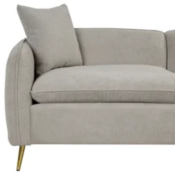 Velvet Upholstered Sofa With Armrest Pockets, 2 Pillows And Golden Metal Legs-ModernLuxe -ModernLuxe GUEST 4f0e778f 8dbd 4872 97bd 26d266be410c