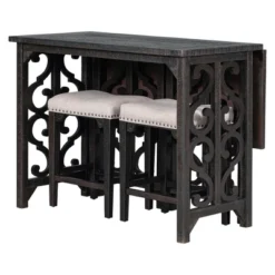 3 PCS Counter Height Wood Dining Table Set, Pub Set Foldable Table With 2 Saddle Stools-ModernLuxe -ModernLuxe GUEST 4fa4fbf9 60ab 4b59 b07b df6cbca98d11