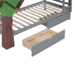 Twin-Over-Twin Bunk Bed With A Tree Decor And Two Storage Drawers-ModernLuxe -ModernLuxe GUEST 50c7dbd6 d15d 4cd9 9786 8769c5779fb2