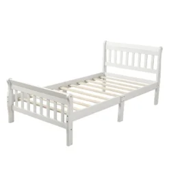 Twin Size Wood Platform Bed With Headboard, Footboard And Wooden Slat Support-ModernLuxe -ModernLuxe GUEST 5178062b 501e 4cf4 b703 bdb8f6bb2d3f