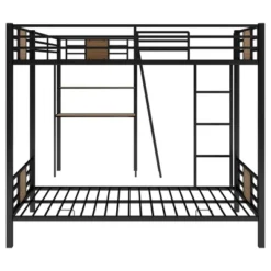 L-Shaped Twin Over Twin Bunk Bed With Twin Size Loft Bed With Desk And Shelf , Brown - ModernLuxe -ModernLuxe GUEST 5206bdc4 d69e 4e7e b3bc b418c7cc460d