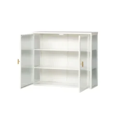 27.56" Modern 2 Glass Door Wall Cabinet With Triple Tier Storage - ModernLuxe -ModernLuxe GUEST 52a1329b 6abf 4072 aa38 739eec52db98