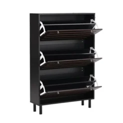 Freestanding Shoe Cabinet With Hooks, 3 Flip Drawers And Adjustable Panels - ModernLuxe -ModernLuxe GUEST 52dca593 d076 4482 90fe c5dcfc3d8e68