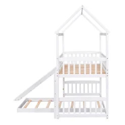 Twin Over Twin Bunk Bed, House Bed With Slide And Ladder-ModernLuxe -ModernLuxe GUEST 53621388 ac3f 4a16 8989 36282f6467ea