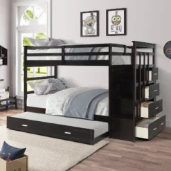 Twin Over Twin Wood Bunk Bed With 4 Drawers, Trundle And Staircase-ModernLuxe 27 Twin Over Twin Wood Bunk Bed With 4 Drawers, Trundle And Staircase-ModernLuxe -ModernLuxe GUEST 539675e1 e0cd 4fc3 abc1 1d67975108fc