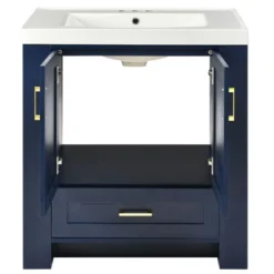 30" Bathroom Vanity With Single Sink, Drawer And Double Sided Storage Shelf, Navy Blue - ModernLuxe 19 30" Bathroom Vanity With Single Sink, Drawer And Double Sided Storage Shelf, Navy Blue - ModernLuxe -ModernLuxe GUEST 53dc1086 9415 4ced b47b 004908538215