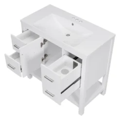 36" White Modern Bathroom Vanity With USB, 3 Drawers, 1 Door And Single Sink - ModernLuxe 18 36" White Modern Bathroom Vanity With USB, 3 Drawers, 1 Door And Single Sink - ModernLuxe -ModernLuxe GUEST 54122612 7897 4995 8289 af34bc11b823