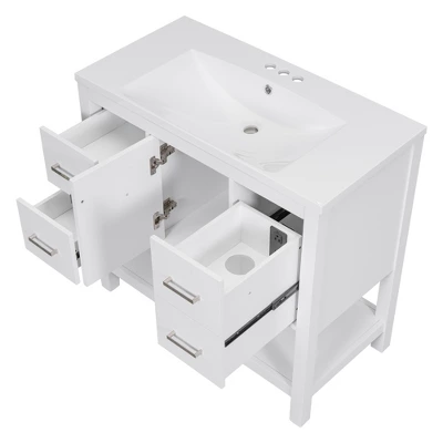 36" White Modern Bathroom Vanity With USB, 3 Drawers, 1 Door And Single Sink - ModernLuxe 9 36" White Modern Bathroom Vanity With USB, 3 Drawers, 1 Door And Single Sink - ModernLuxe - Image 7
