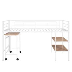 Twin Size Metal Loft Bed With Desk And Shelves - ModernLuxe -ModernLuxe GUEST 54943e2d 2e47 424b 9a5b 82cd10a8a444