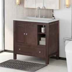 30" Bathroom Vanity With Ceramic Sink, Doors And Drawers - ModernLuxe -ModernLuxe GUEST 54f9bd8e 9f72 4f6c 99ef 2cfa8bc79067