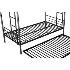 Twin Over Twin Metal Bunk Bed With Trundle Bed And Ladders-ModernLuxe -ModernLuxe GUEST 55516886 10b2 479e 927c 972447de1a55