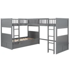 Twin Over Twin Bunk Bed With Twin Size Loft Bed With 2 Drawers - ModernLuxe -ModernLuxe GUEST 55872fc8 1f48 42a3 a3da 195ee2c5bb96