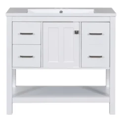 36" White Modern Bathroom Vanity With USB, 3 Drawers, 1 Door And Single Sink - ModernLuxe 17 36" White Modern Bathroom Vanity With USB, 3 Drawers, 1 Door And Single Sink - ModernLuxe -ModernLuxe GUEST 55cf4b5d 738c 49ca 9107 6bf255954af3