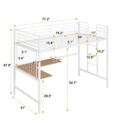 Twin Metal Loft Bed With Desk And Metal Grid - ModernLuxe -ModernLuxe GUEST 561496fd 7636 4bc0 9c1b 64f48c8cd285