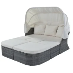 Patio PE Rattan Daybed Sunbed With Retractable Canopy-ModernLuxe -ModernLuxe GUEST 561cf1d1 a974 42bf a8d6 8ea6f40fc6e1