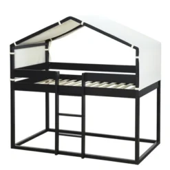 Wood Twin Over Twin Bunk Bed With Tent-ModernLuxe -ModernLuxe GUEST 5666964a 287b 4bb8 ac89 583360ad1531