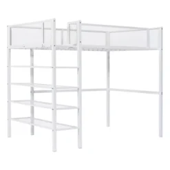 Metal Twin Size Loft Bed With 4 Shelves And Storage - ModernLuxe 13 Metal Twin Size Loft Bed With 4 Shelves And Storage - ModernLuxe -ModernLuxe GUEST 567a23a2 c0cd 4f52 b8ee 27cee9614254