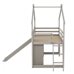Twin Size House Shape Loft Bed With Wardrobe, Slide And Pullout Desk - ModernLuxe -ModernLuxe GUEST 5728f5a6 f5ba 4787 9849 6efac328da41