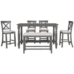 6-Piece Counter Height Dining Table Set Table With 4 Chairs And 1 Benchs - ModernLuxe 19 6-Piece Counter Height Dining Table Set Table With 4 Chairs And 1 Benchs - ModernLuxe -ModernLuxe GUEST 572a0c08 7ded 4bcd 9ee5 5bc453f073a6