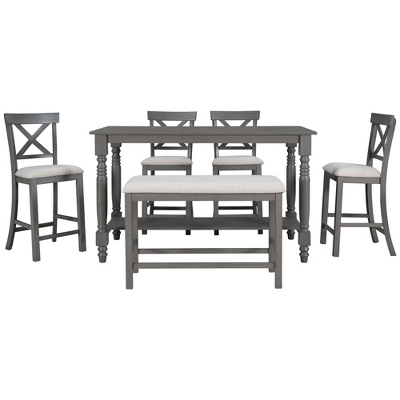 6-Piece Counter Height Dining Table Set Table With 4 Chairs And 1 Benchs - ModernLuxe 9 6-Piece Counter Height Dining Table Set Table With 4 Chairs And 1 Benchs - ModernLuxe - Image 7