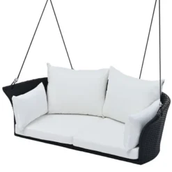 51.9" 2-Person Hanging Rattan Woven Swing Seat - ModernLuxe -ModernLuxe GUEST 578a04cc 8195 4ae6 967f 1e4f75a14964