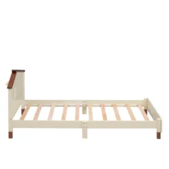 Wood Platform Bed With House-shaped Headboard-ModernLuxe -ModernLuxe GUEST 58428235 0f45 4b27 8925 56c902002e3a