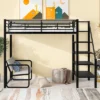 Twin Size Metal Loft Bed With Bench And Storage Staircase, Black-ModernLuxe -ModernLuxe GUEST 5950bb82 080e 4a7e 9ce5 ef4f0312f0e4