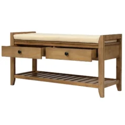 Entryway Storage Bench With Cushioned Seat, Shoe Rack And Drawers-ModernLuxe -ModernLuxe GUEST 5a4e2ca2 1e32 41a1 a27f 406254f3a7f9
