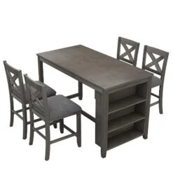 5 PCS Counter Height Wood Dining Table Set-ModernLuxe -ModernLuxe GUEST 5ac8971f 5b92 4918 ab28 d1eaed1993ee