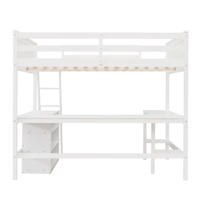 Full Size Wooden Loft Bed With Shelves And Desk - ModernLuxe 9 Full Size Wooden Loft Bed With Shelves And Desk - ModernLuxe - Image 7