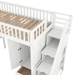 Twin Size Loft Bed With Shelf, Drawers, Desk And Wardrobe - ModernLuxe -ModernLuxe GUEST 5bc4e6b8 e04e 40dd 8302 a29c26860686