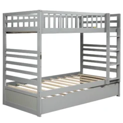 Twin Over Twin Wood Bunk Bed With Safety Rail And Movable Trundle-ModernLuxe -ModernLuxe GUEST 5bf060a7 245a 4bcc bd40 a9c14a107a33