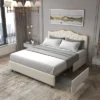 Classic Upholstered Platform Bed With Buckle Backrest, Metal Frame, Solid Wood Ribs And Four Storage Drawers -ModernLuxe -ModernLuxe GUEST 5cb2ed2a 1c0a 46c4 aa10 5b76334e94e4