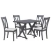 Mid-Century Wood 5-Piece Dining Table Set With 4 Upholstered Dining Chairs-ModernLuxe -ModernLuxe GUEST 5d0356b6 b56d 4dd3 a312 0e4ccd935640