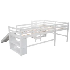Twin Size L-Shaped Loft Bed With Movable Two-Tier Shelves And Slide - ModernLuxe -ModernLuxe GUEST 5d4ded7e c973 42ec bbca 2044f5e3333d