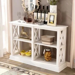 Accent Console Table With 3-Tier Open Storage Spaces-ModernLuxe