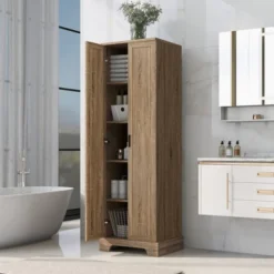 Storage Cabinet With Two Doors And Adjustable Shelf For Bathroom And Office - ModernLuxe