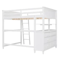 Full Size Wooden Loft Bed With Drawers, Shelves And Desk - ModernLuxe 18 Full Size Wooden Loft Bed With Drawers, Shelves And Desk - ModernLuxe -ModernLuxe GUEST 5df471d1 9913 4537 8b8c 23fbef9d9b7e