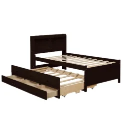 Full/Twin Size Platform Bed With Bookcase Headboard, Twin Size Trundle Bed And Drawers-ModernLuxe 14 Full/Twin Size Platform Bed With Bookcase Headboard, Twin Size Trundle Bed And Drawers-ModernLuxe -ModernLuxe GUEST 5df8c752 ade0 45bd ac8f 9034ef6a78c6
