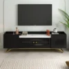 Stylish Design TV Stand For TVs Up To 65" With Fluted Glass, Cultured Marble Top And Gold Framed Base - ModernLuxe -ModernLuxe GUEST 5e1e88b5 64c8 4de2 954f 7bc0b7488bdb