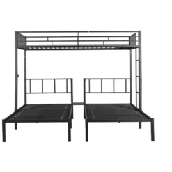 Twin Over Twin Metal Triple Bunk Bed With Ladder-ModernLuxe -ModernLuxe GUEST 5e3ab8fd 1b3b 4e8e bb7b a31ededabbfb