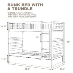Twin Over Twin Wood Bunk Bed With Safety Rail And Movable Trundle-ModernLuxe -ModernLuxe GUEST 5e4b10c2 0925 45e8 bf36 44c414a1724b