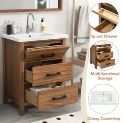 24" Bathroom Vanity With Ceramic Basin Sink And 3 Drawers, Natural - ModernLuxe 19 24" Bathroom Vanity With Ceramic Basin Sink And 3 Drawers, Natural - ModernLuxe -ModernLuxe GUEST 5e5da9ef 391e 48bd 8221 3f23232cff1b