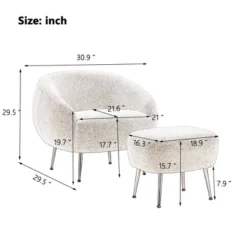 Modern Accent Chair, Teddy Short Plush Particle Velvet Armchair With Ottoman-ModernLuxe -ModernLuxe GUEST 5e613b78 aa7e 4434 9497 3199f51cbe9d